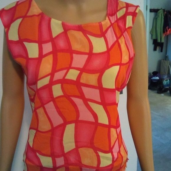 Axcess shirt Bright Orange Pink Yellow Size Medium - Picture 4 of 7